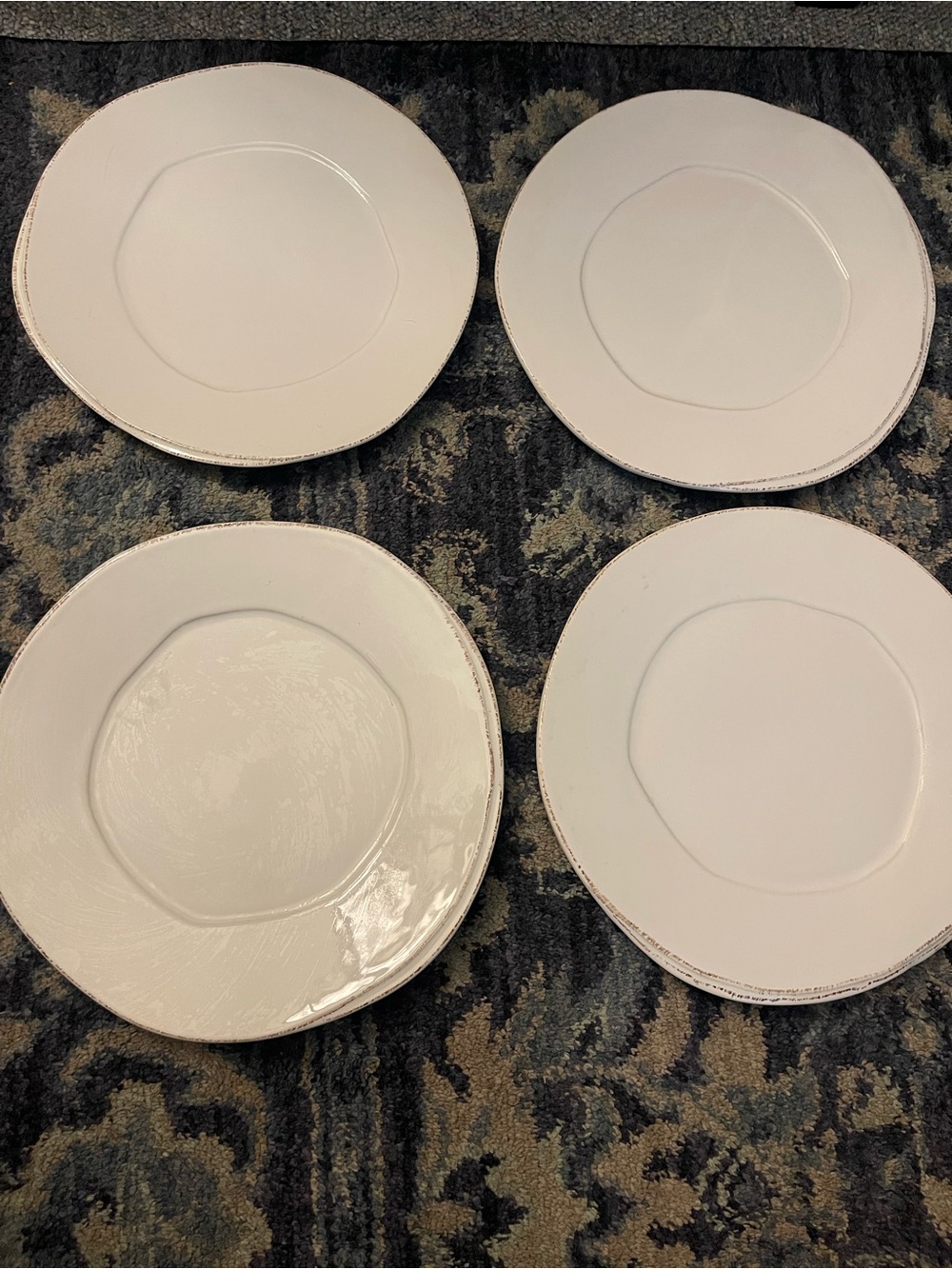 VIETRI Lastra White Dinner Plates - Set of 4 Handcrafted Italian Stoneware